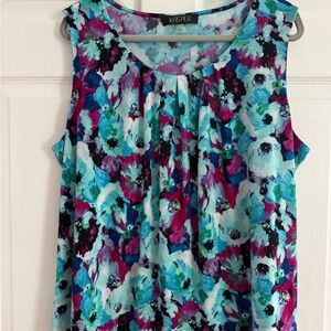 Kasper Blue and Purple Pleated Blouse
